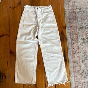 White Frayed Hem Women's Jeans